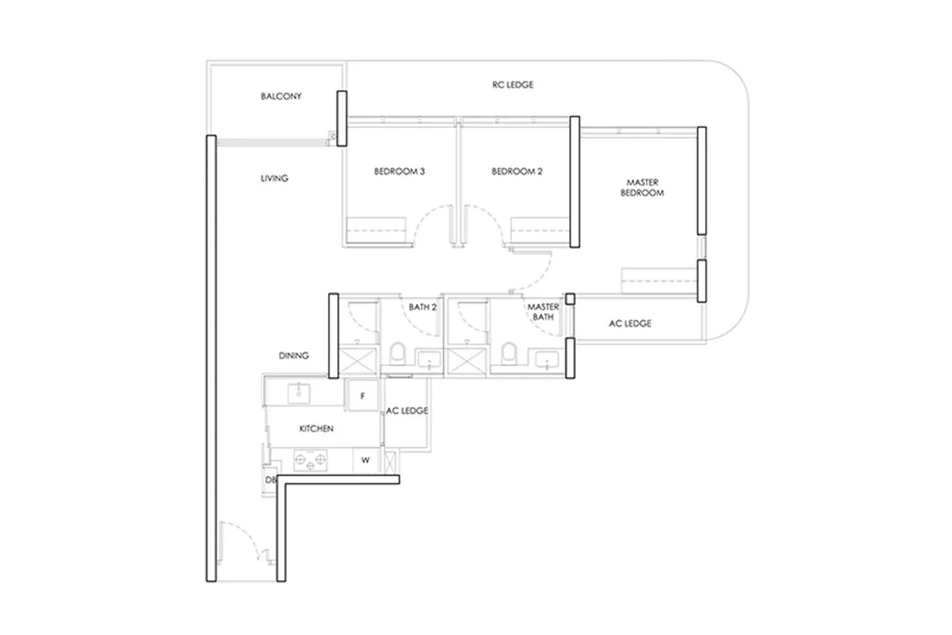 Chuan Grove Residences 3-Bedroom floor plan
