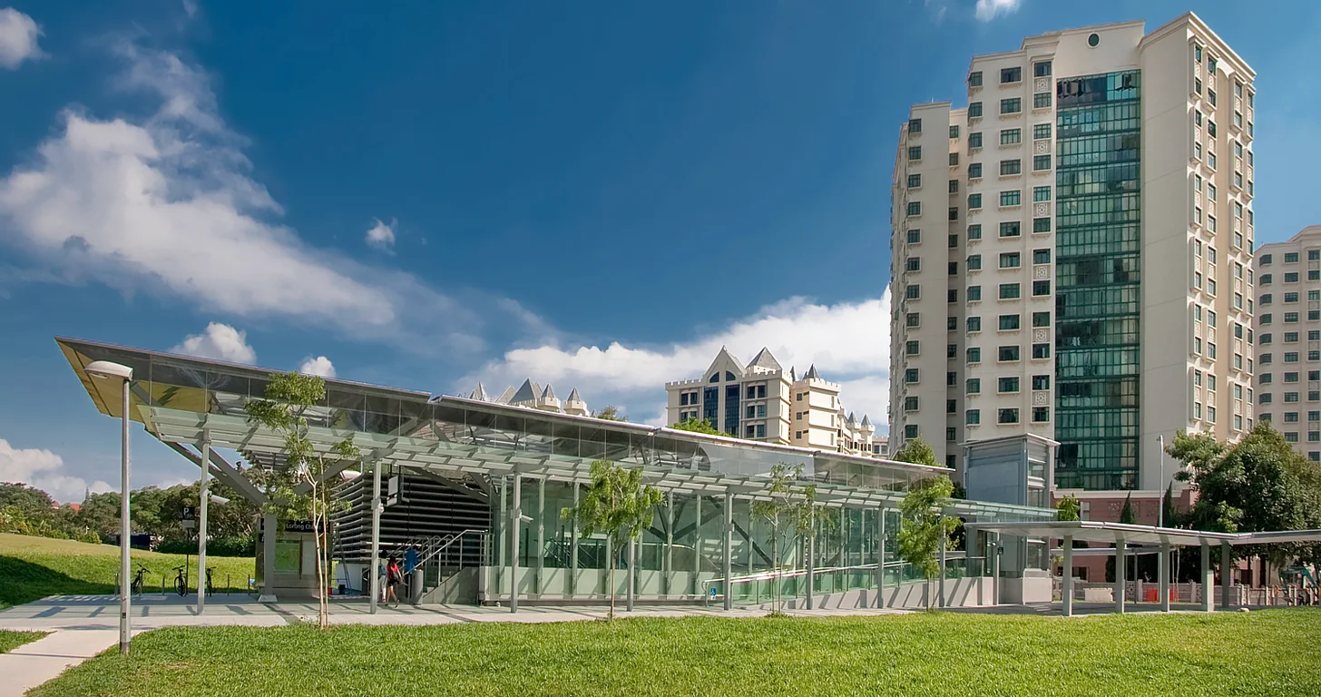 Lorong Chuan MRT station (CC14) exit on the Circle Line, a short walk from Chuan Grove Residences, District 19 Singapore